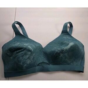 Cacique Bra Full Coverage Lightly Lined Size 44DDD Blue Lace Back Smoothing